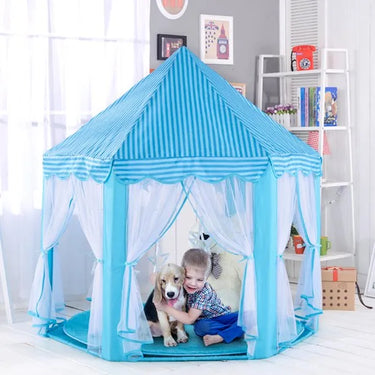 Prince Castle Play Tent House With Fairy Lights - Blue